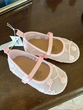 Gymboree Light Pink Floral Mesh Mary Jane Flats for Kids